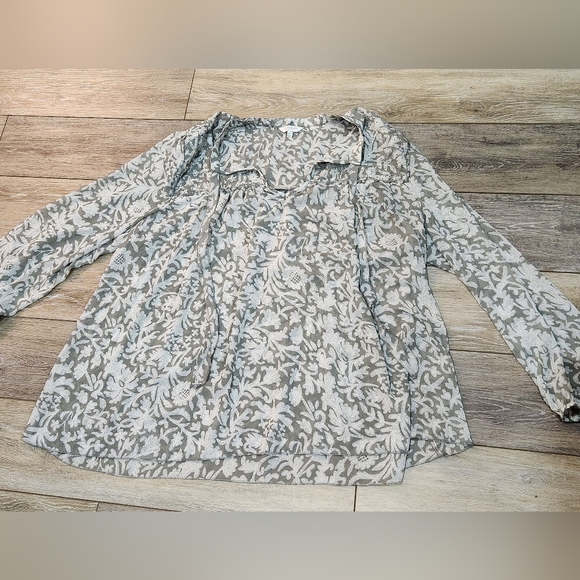 Lucky Brand Floral Boho Women's Sheer Top - Gray Size 2XL - Picture 3 of 9